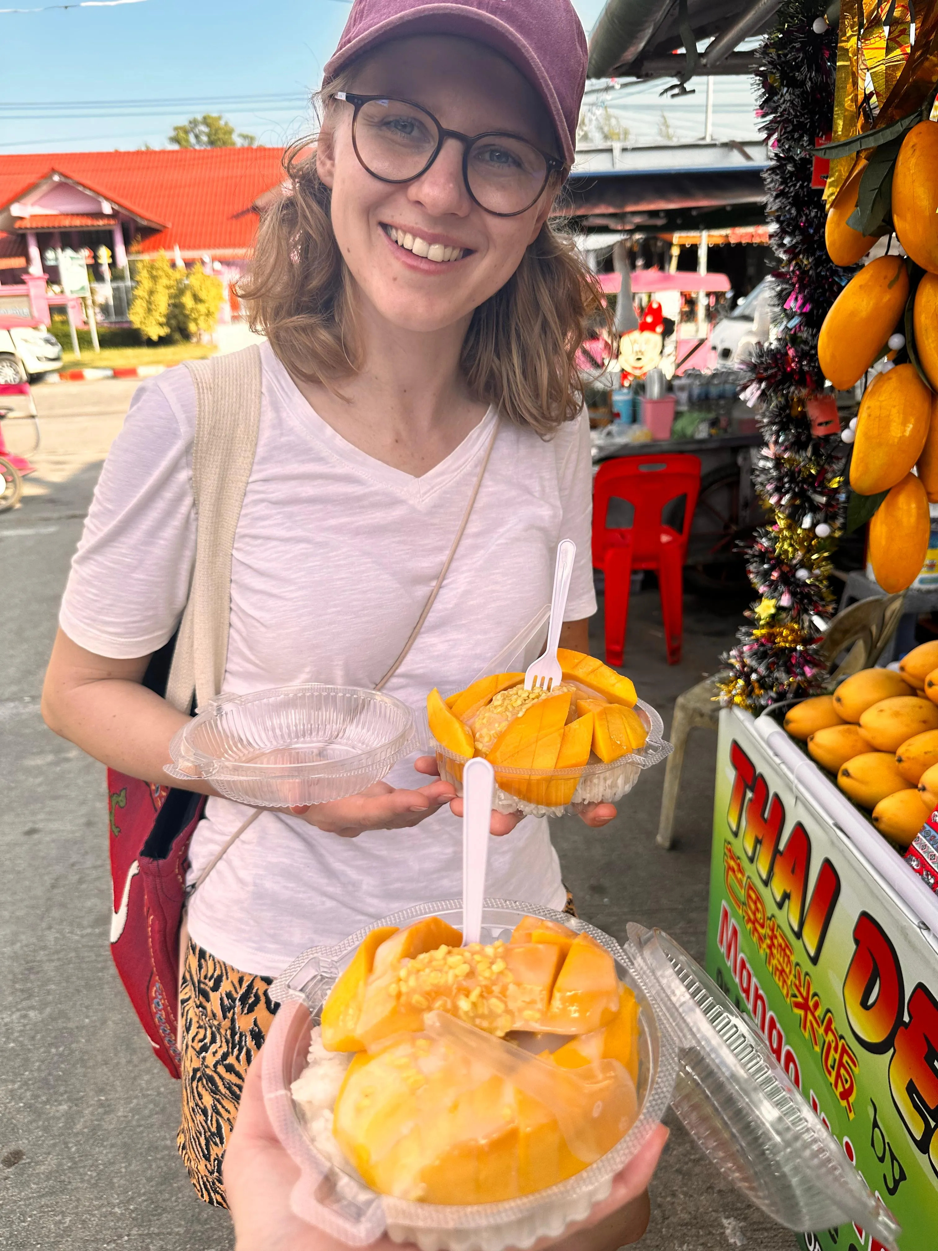 Mango sticky rice at a Thai street stall